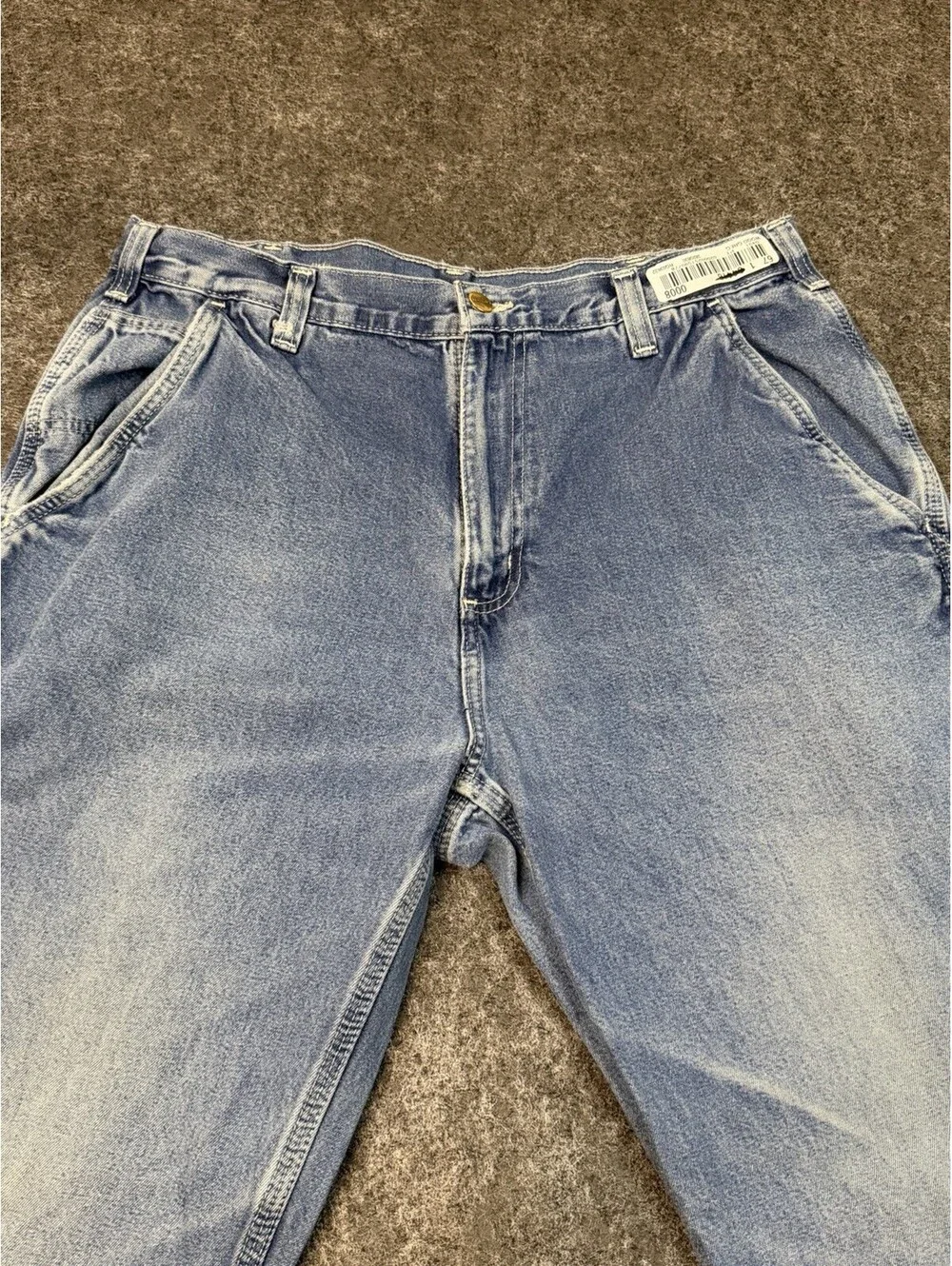 Carhartt Dungaree Fit Carpenter Jeans Mens 34x32 Light Wash Work Denim Pants